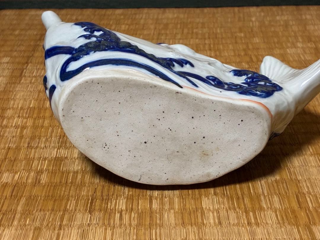 茶道具 白磁 魚型 陶器 手付き 急須 水柱 木箱付 中国美術？