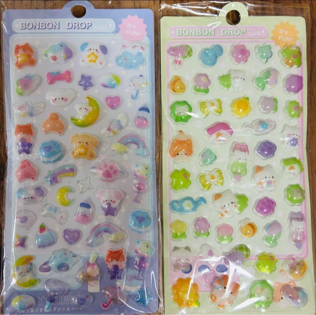 おちゃだと様　50セット　500枚ボンボンドロップ風シール　3Dシール