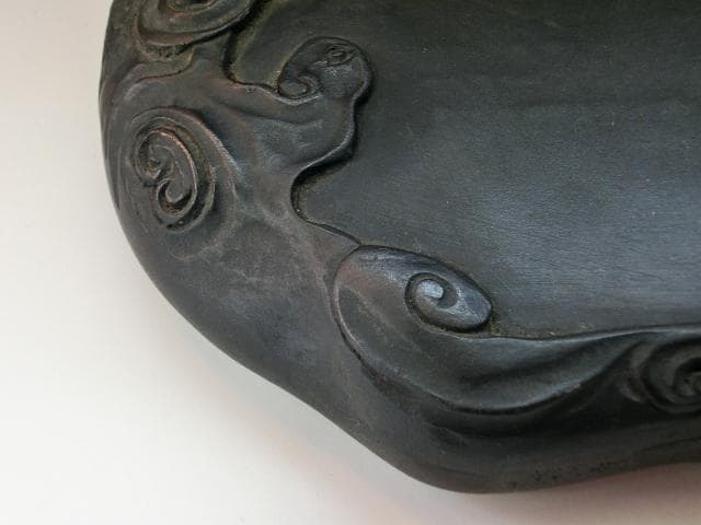 硯■龍彫り 大きいすずり石 雲竜 書道道具 大振り 上物 希少 古玩 唐物 骨董