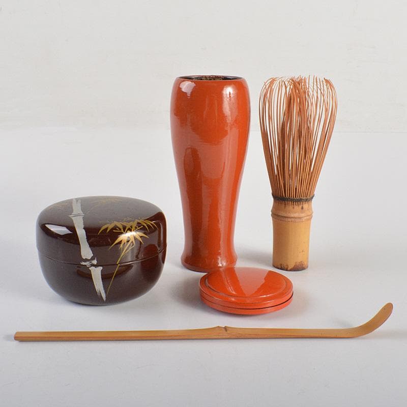 茶道具　黒面朱茶箱　田中香泉作茶碗　振出など　九点　一式　V R6918