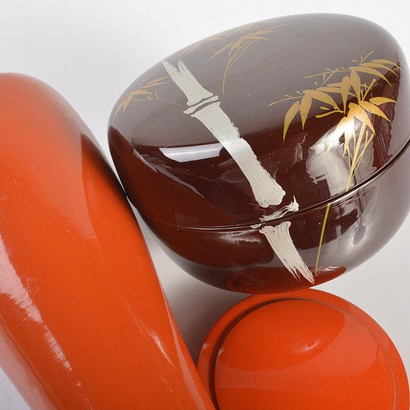 茶道具　黒面朱茶箱　田中香泉作茶碗　振出など　九点　一式　V R6918