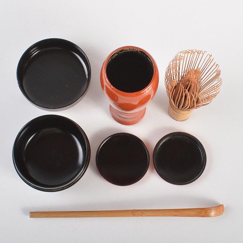 茶道具　黒面朱茶箱　田中香泉作茶碗　振出など　九点　一式　V R6918