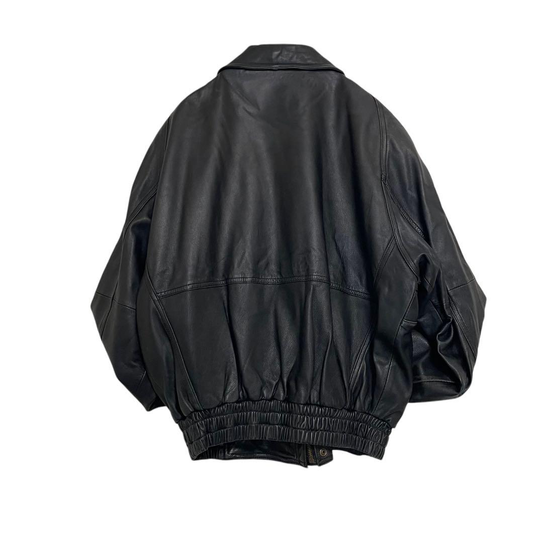 【Gullit Men】イタリア ラムレザーシングルライダースジャケット 黒 L