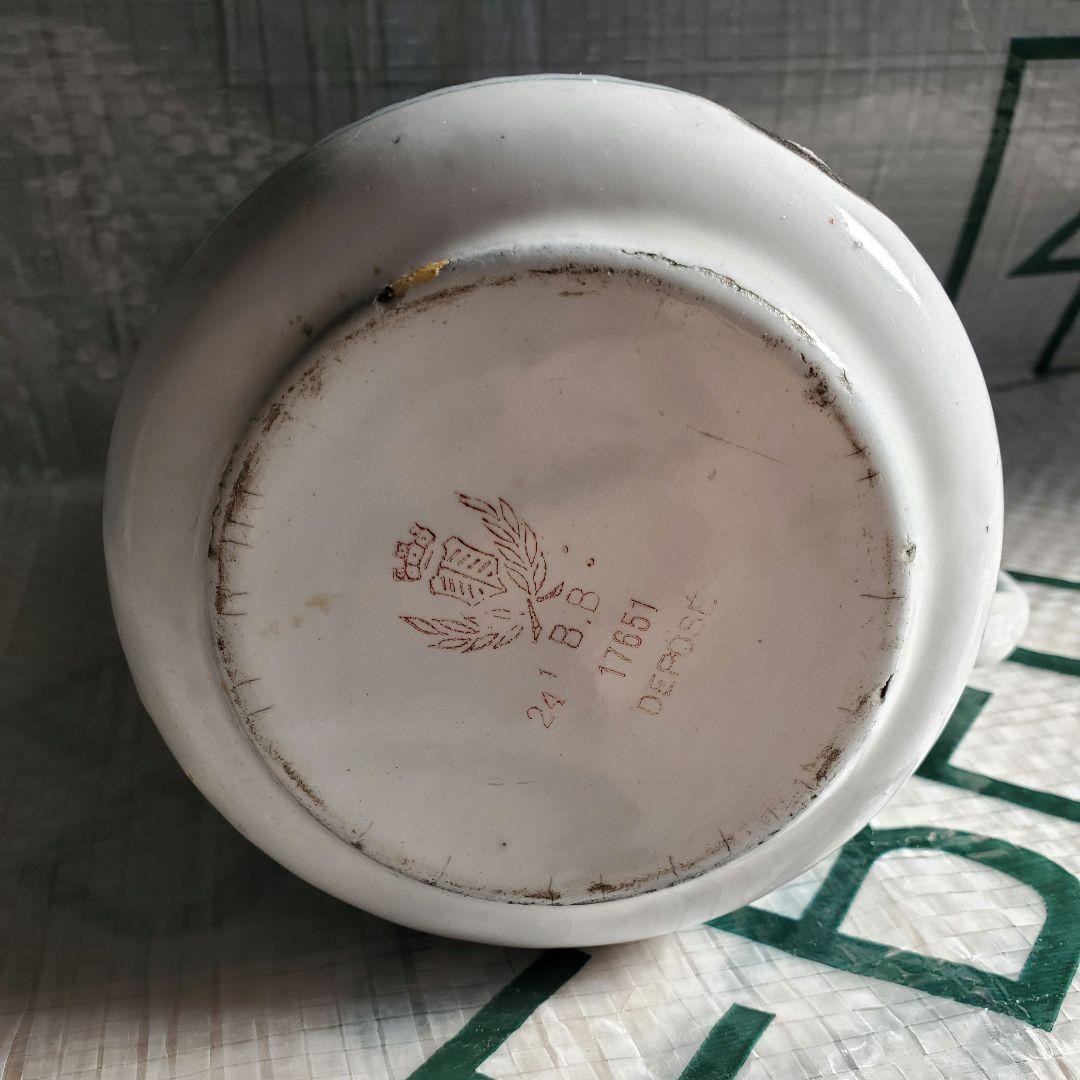 フランス　アンティーク　ホーロー　ジャグ　BB社　ローズガーランド　セット