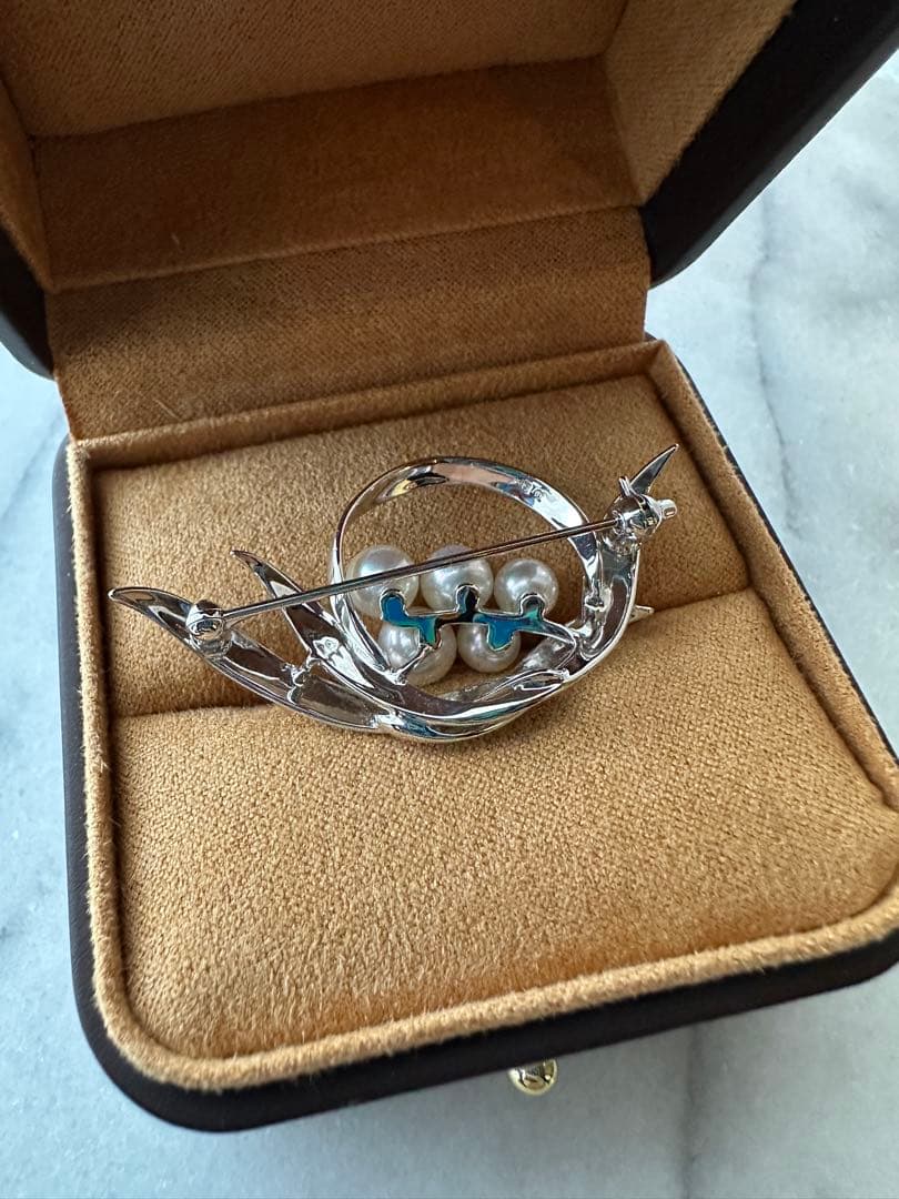 【超美品】ミキモトパールブローチシルバー