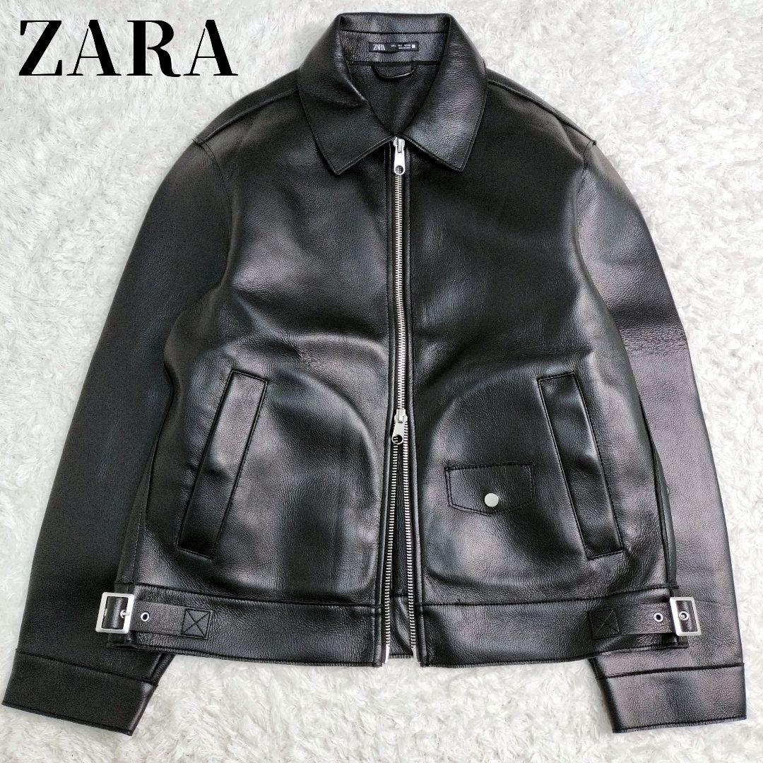 ZARA　ザラ　レザージャケット　大きいサイズ　ジップ　ライダース　短丈