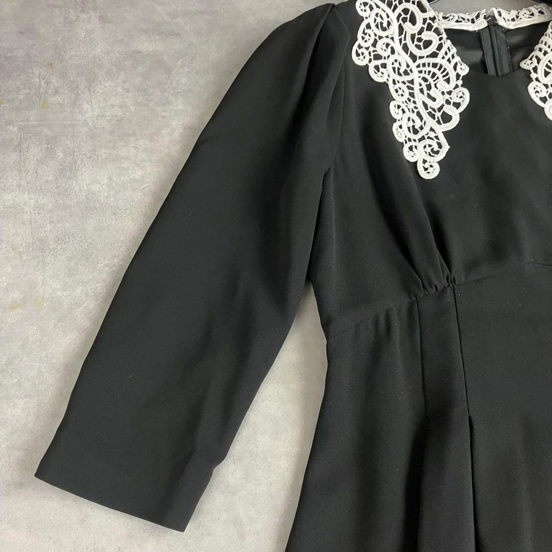 etoll. レースカラー7部袖ロングワンピース ドレス L 2way 結婚式