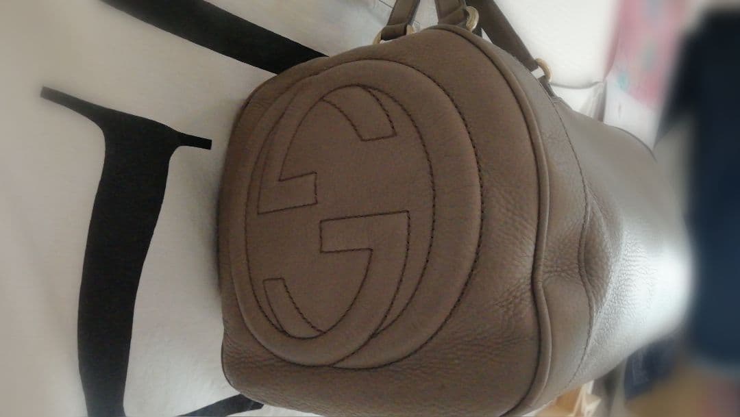GUCCI　グッチ　ソーホー　SOHO ミニボストン　本革　タッセル　GGロゴ