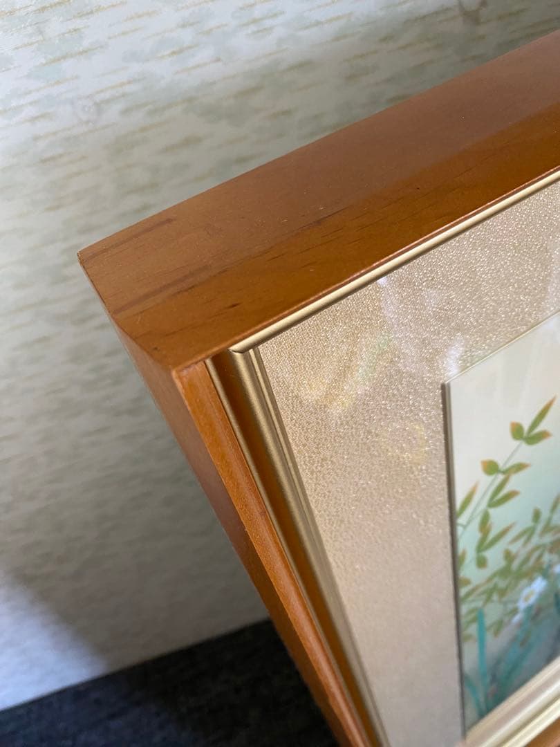 絹本　額縁　南天