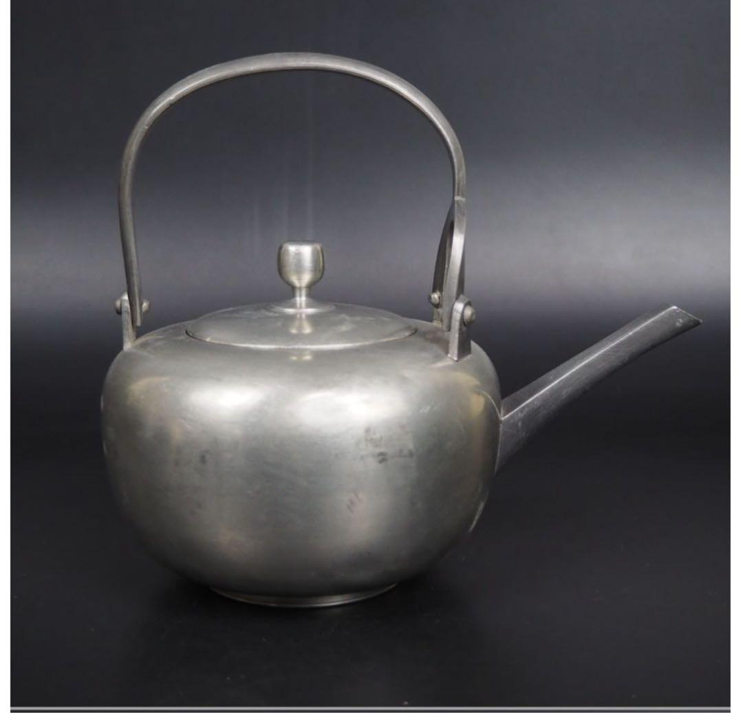 送料無料　明治時代　『錫萬』造　錫製銚子　酒器　①