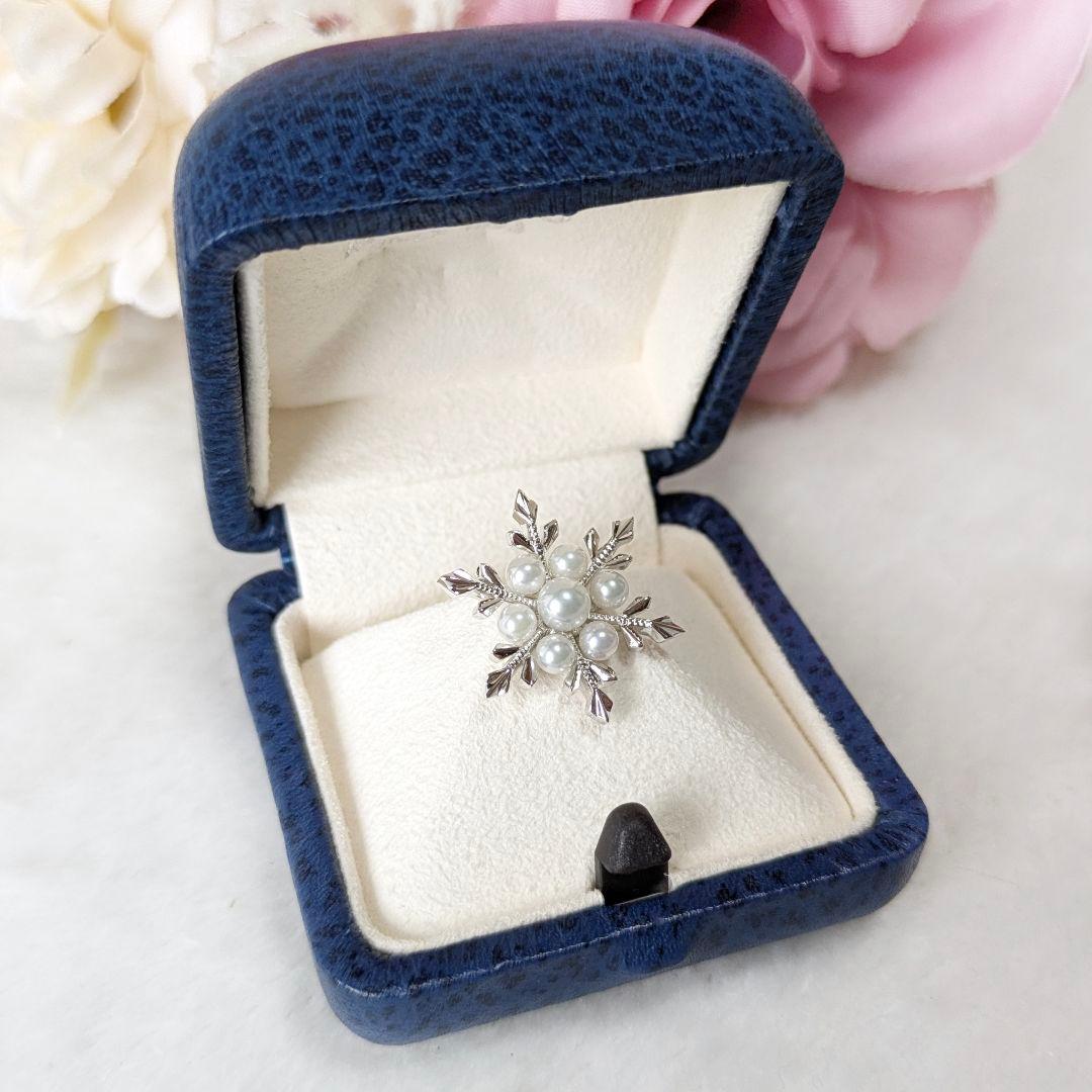 ✨ほぼ未使用✨MIKIMOTO パール7珠 ピンブローチ 雪の結晶