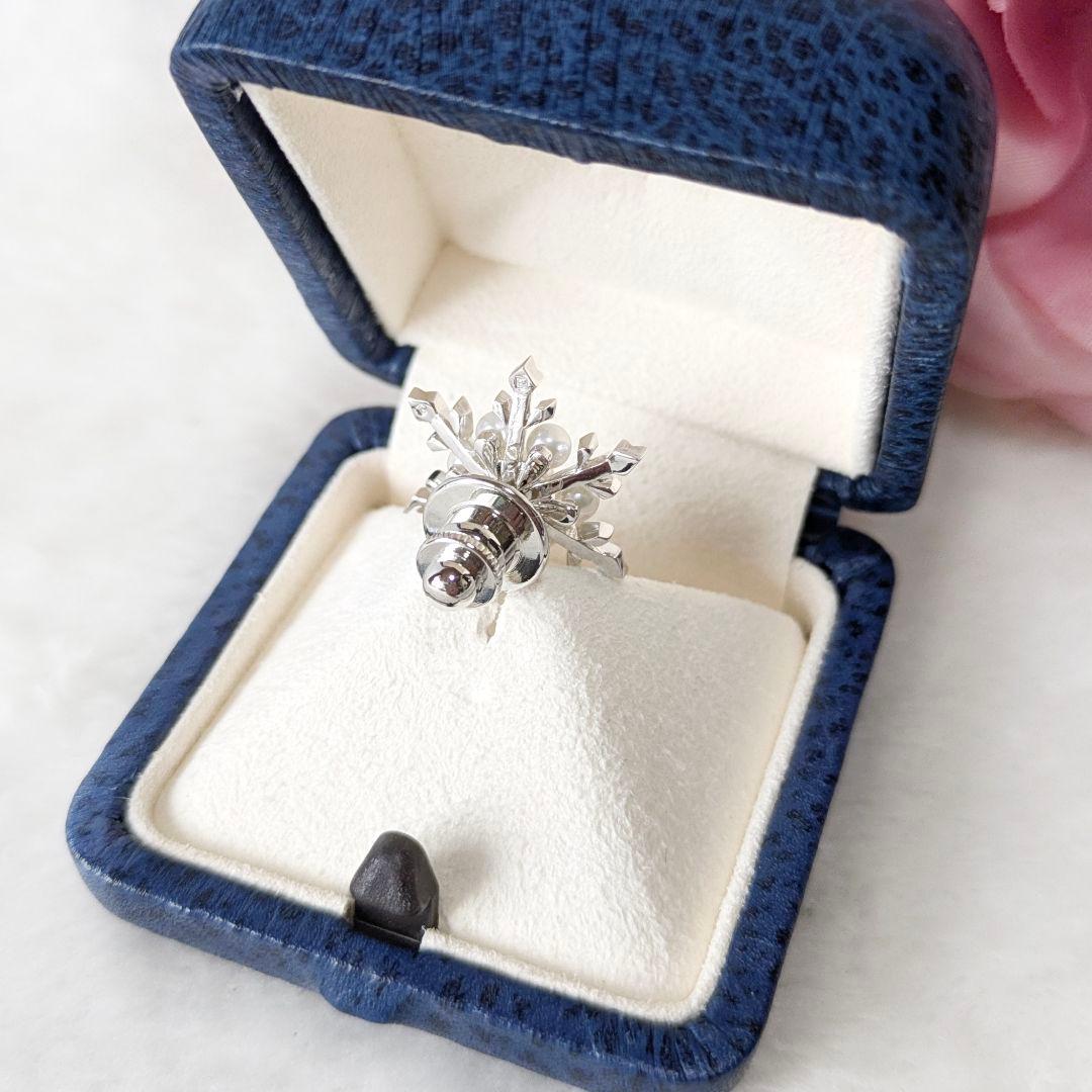 ✨ほぼ未使用✨MIKIMOTO パール7珠 ピンブローチ 雪の結晶