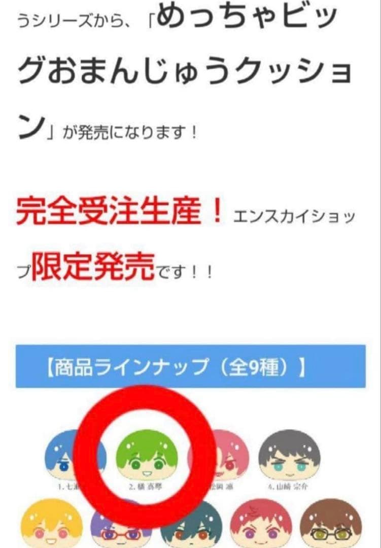 Free! ハイスピード　めっちゃビッグおまんじゅうクッション　橘真琴