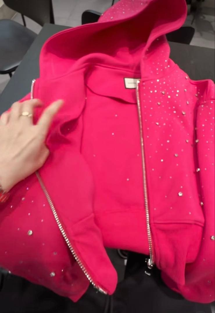 VYBES ラインストーンギャラクシージップアップ ピンク / M