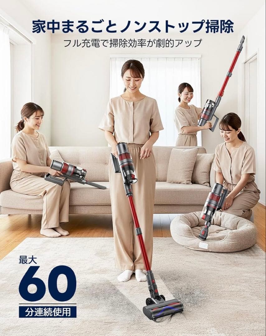 【新品未使用】掃除機 55000pa超強力吸引 自立式 コードレス 2WAY