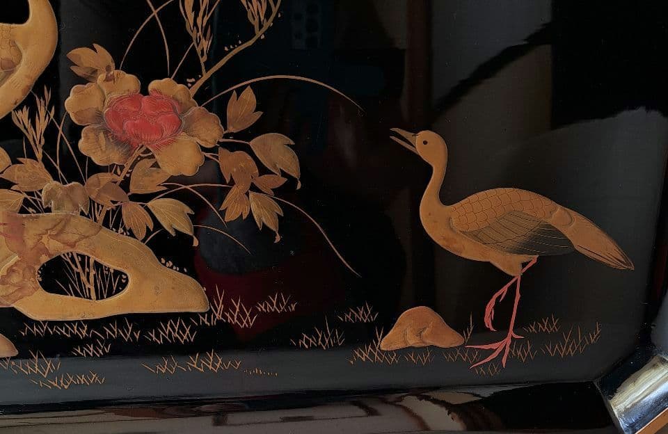 蒔絵 猫足 長方 飾り台 お膳