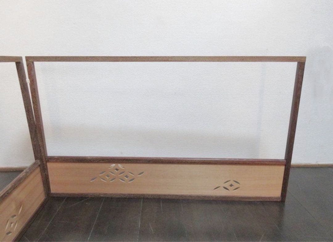 ほぼ未使用 茶道具 風炉先屏風 桑縁 透かし彫り 両面使い茶室仕切り結界 衝立