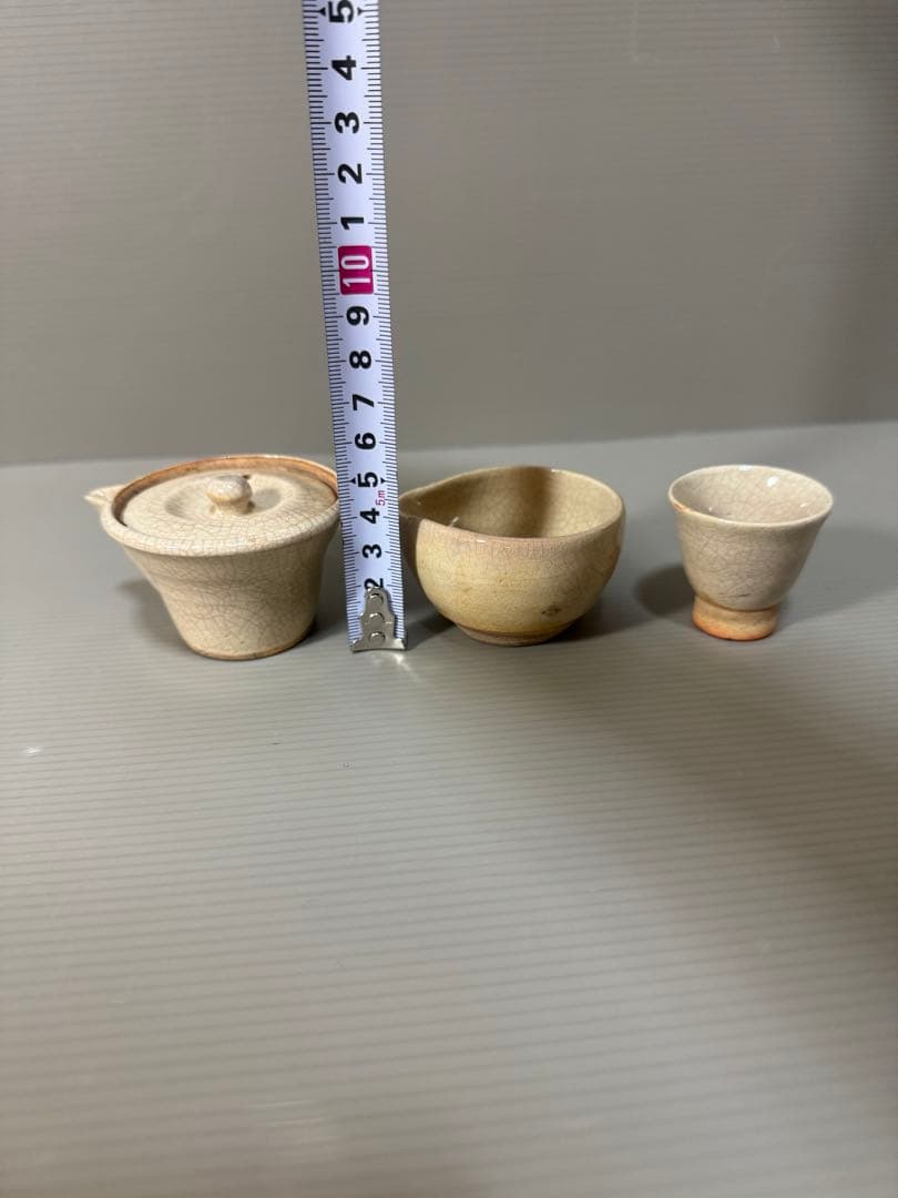 2264 十三代　坂田泥華作　萩焼　茶器セット　宝瓶1客　湯冷し1客　湯呑6客