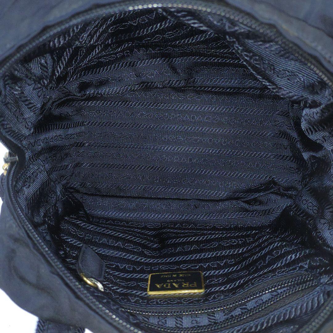 プラダ ハンドバッグ ナイロン ビーズロゴ 紺 タッセル