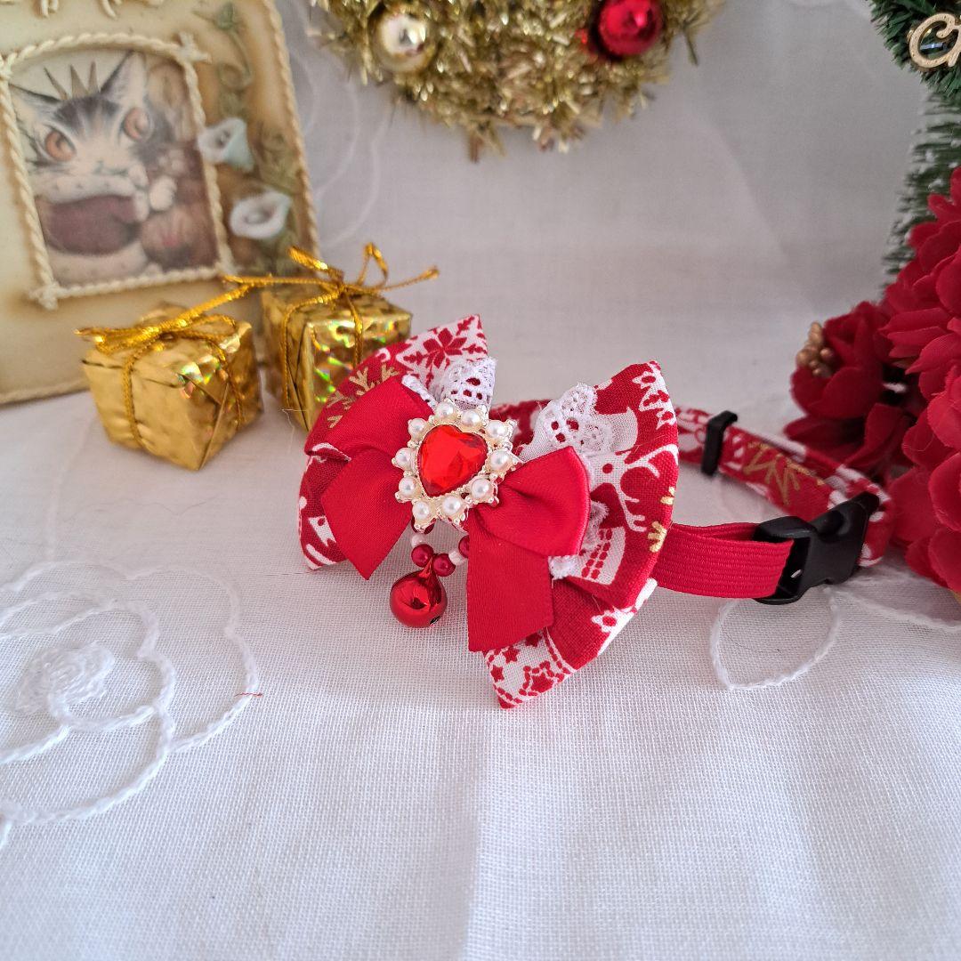 クリスマスシリーズ(赤×白)わんちゃん猫ちゃん用首輪