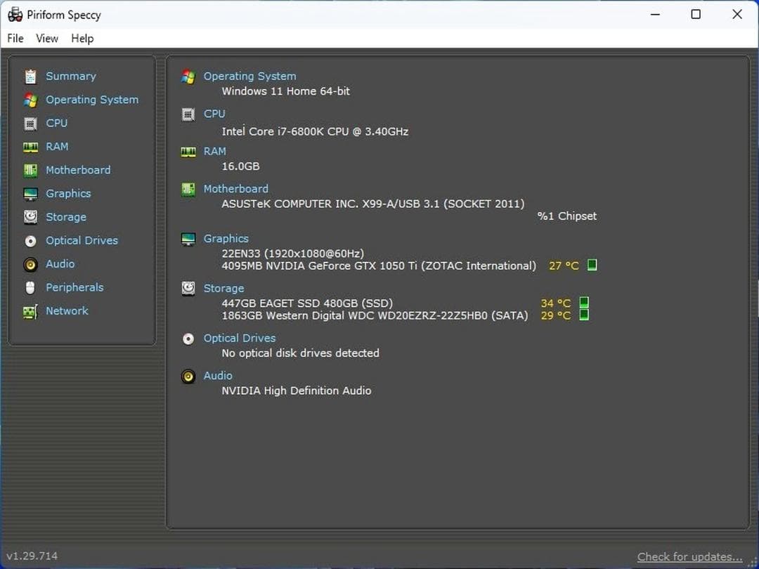i7 6800K Mem16G 新SSD480G+2T+GTX1050Ti 4G