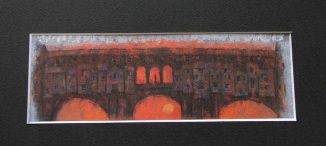 細木成實、【追想の橋】、希少な額装用画集より、新品額装付