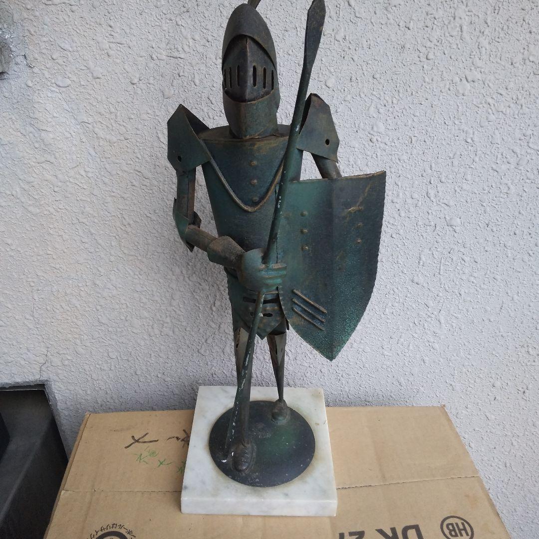 金属製 騎士像 大理石ベース 約30cm