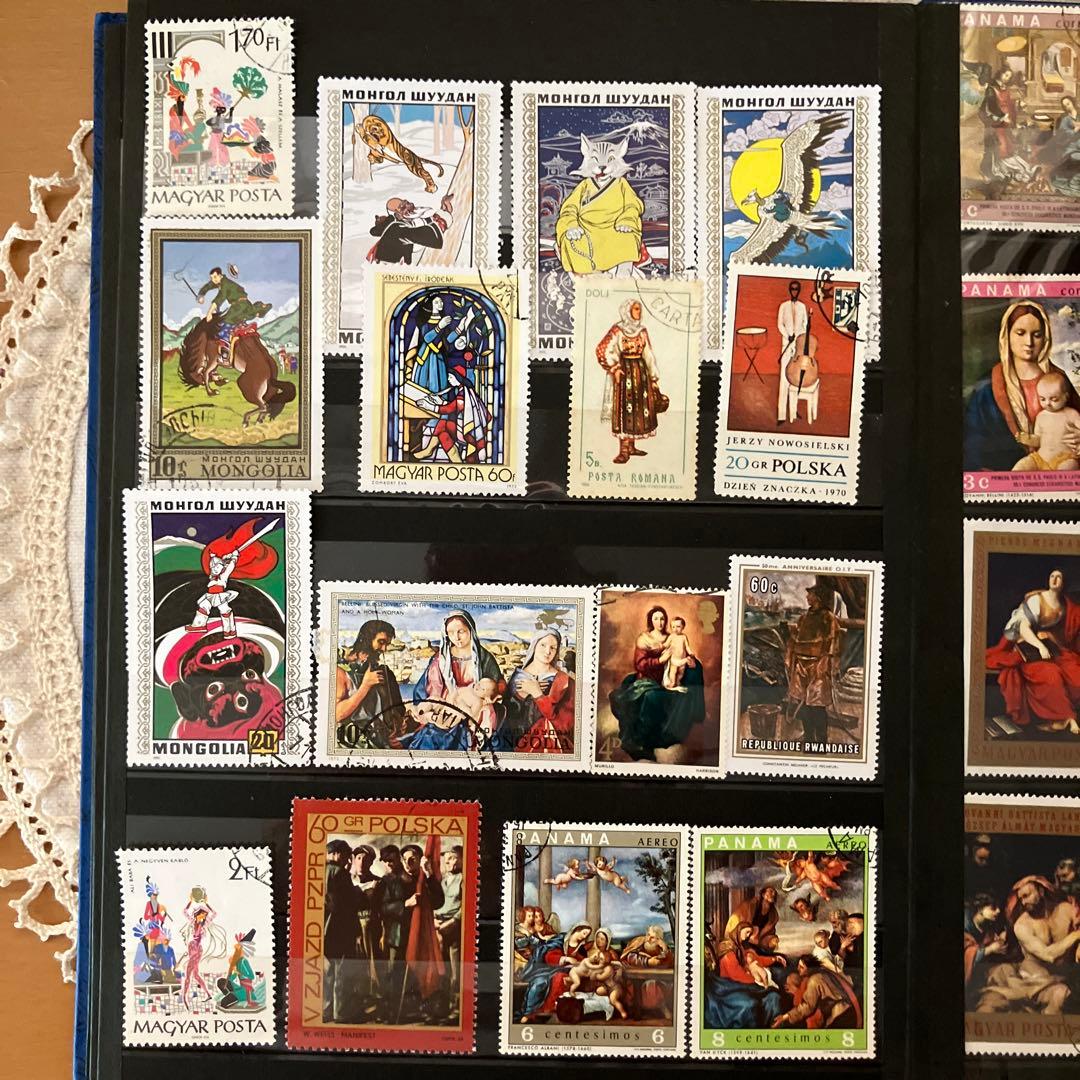 日本、世界の古切手コレクション　古いハガキ３枚　戦前　切手アルバム