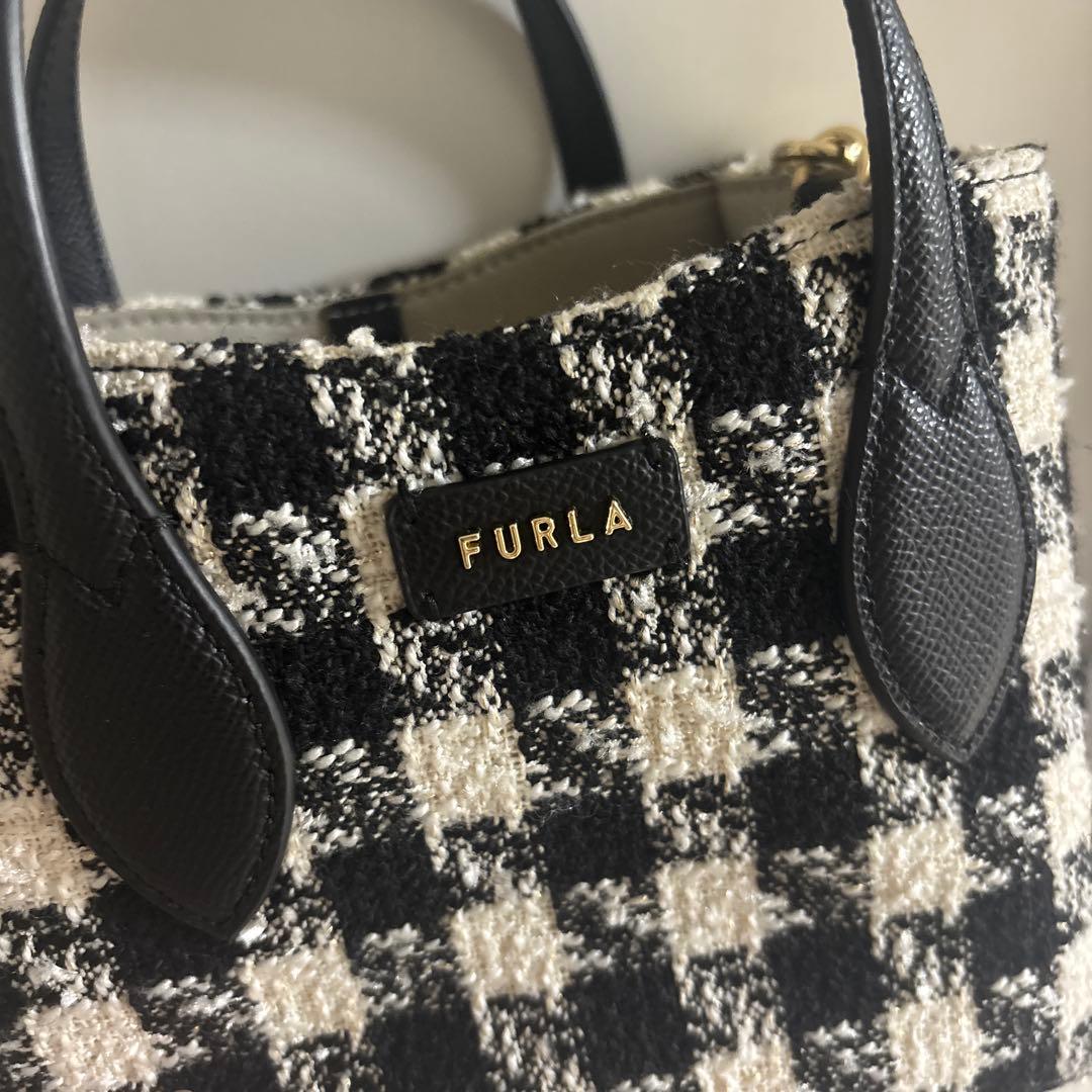 フルラ FURLA ハンドバッグ 2way エラ ツイード ブラック