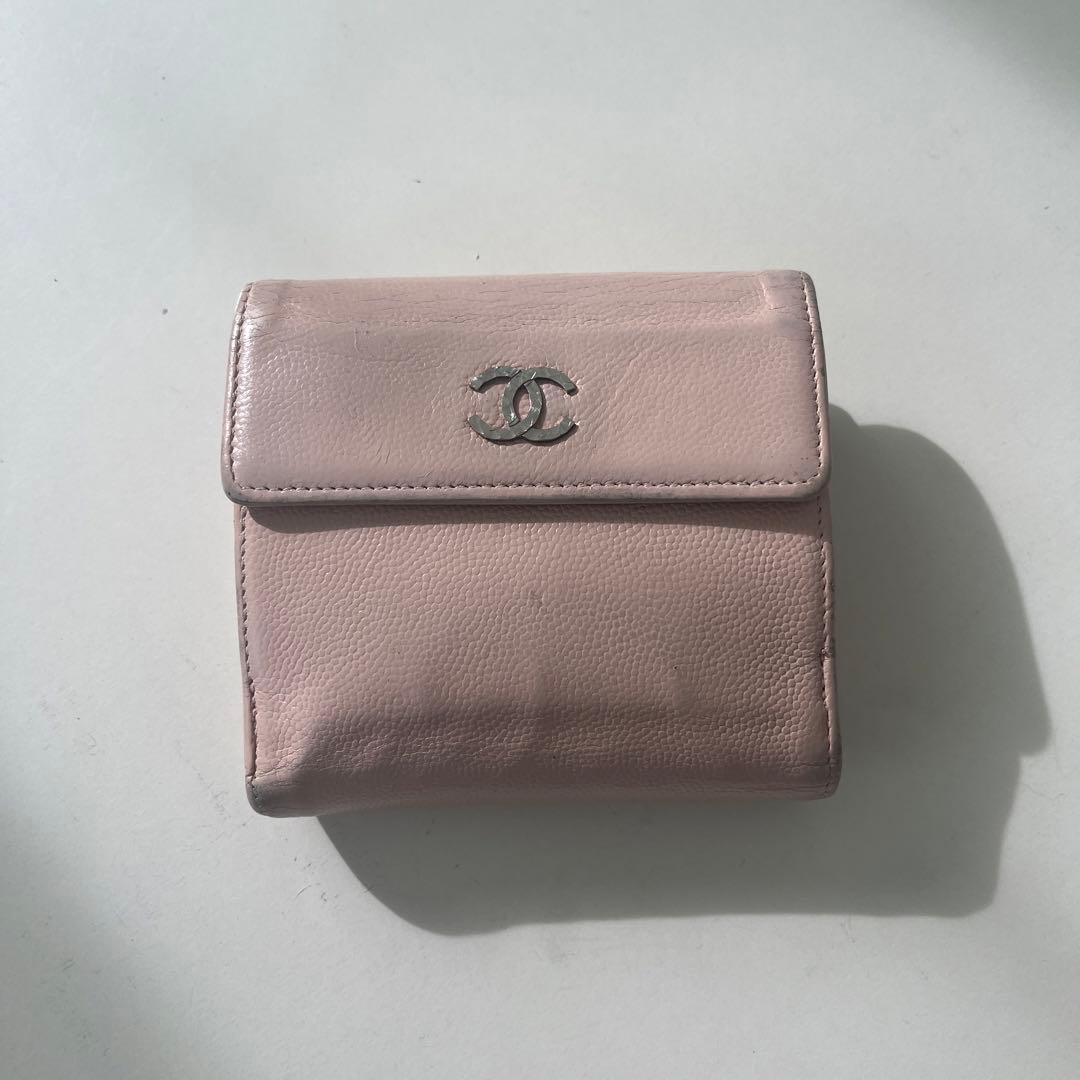 シャネル 財布 二つ折り ベビーピンク