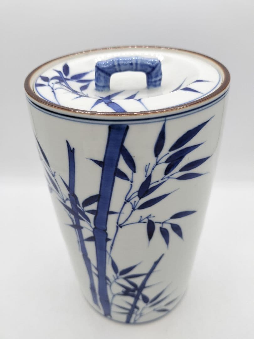 c537 【新品・未使用】細水指 染付 竹 平安手塚祥堂 茶道具