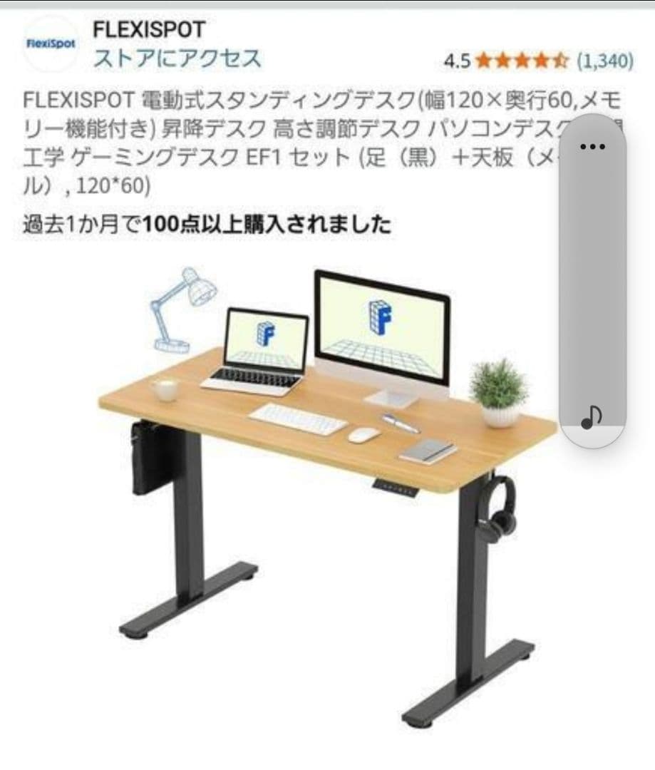 FLEXISPOT 電動昇降デスク 120x60cm