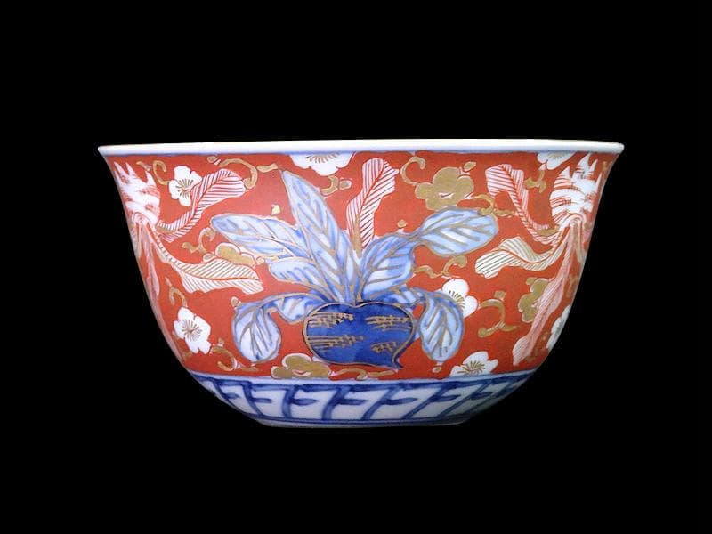 大聖寺伊万里　金襴手　梅に柘榴　蕪の図　向付　E049AS-CWs