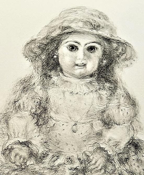 伊藤清永 『フランス人形』 資産家収蔵品 　石版リトグラフ 　文化勲章受章