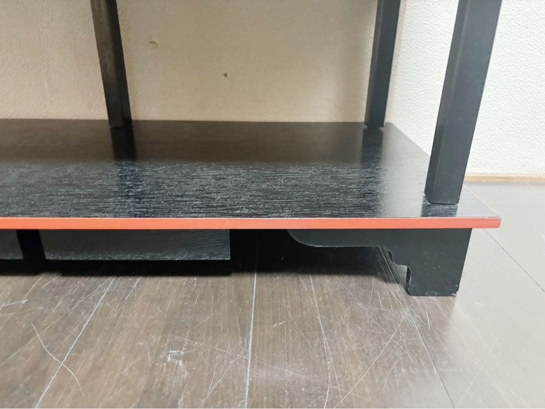 美品 懐石道具 五段 配膳棚 組立式 柿合塗 引出し付 木製爪紅 収納家具茶器