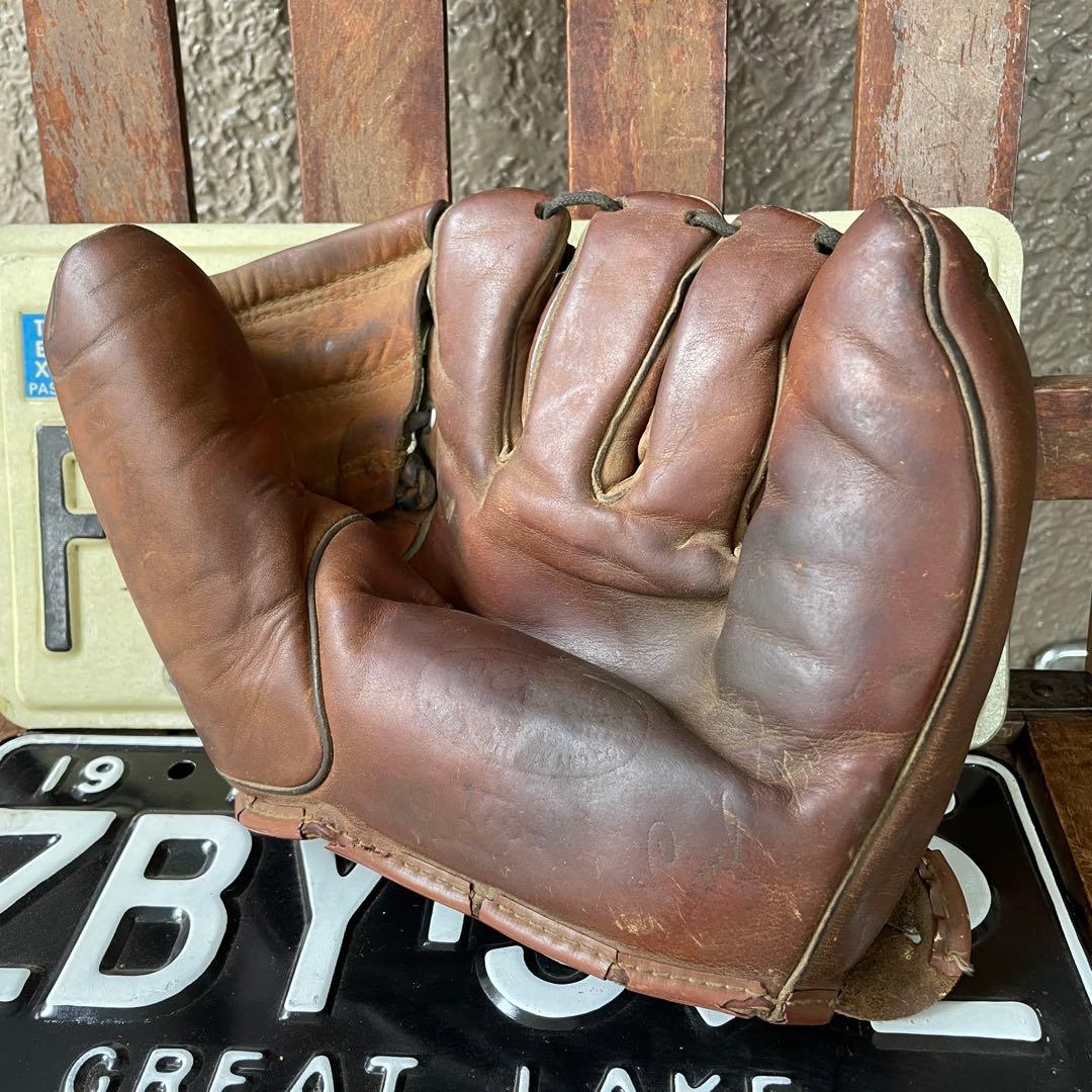 40s〜50sOLDアメリカアンティーク野球グローブ本革レザーUSAヴィンテージ