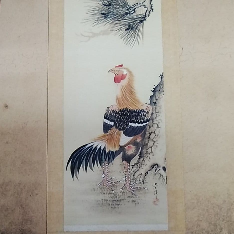 掛け軸 古い！縁起物勝負ドリ 在庫はありません