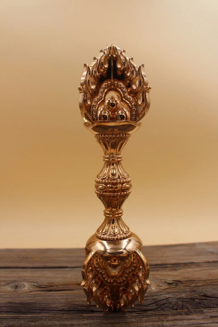 密教法器 宝珠金剛杵 仏教法具 真鍮製 vajra 22cm