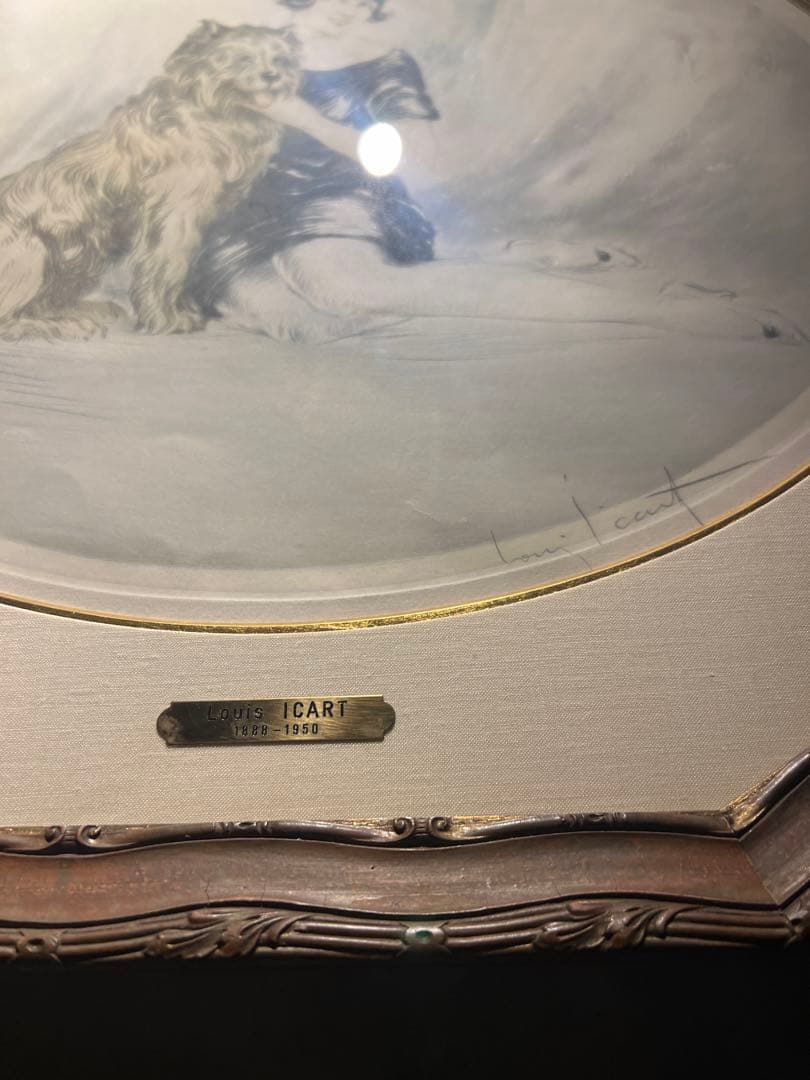 antique ルイ・イカール　銅版画　直筆サイン