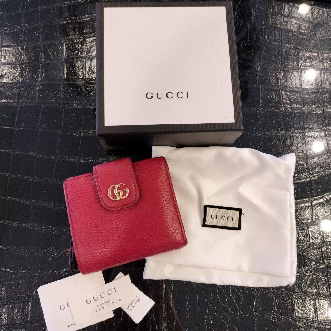GUCCI GUCCI GG マーモント コンパクトウォレット レッド