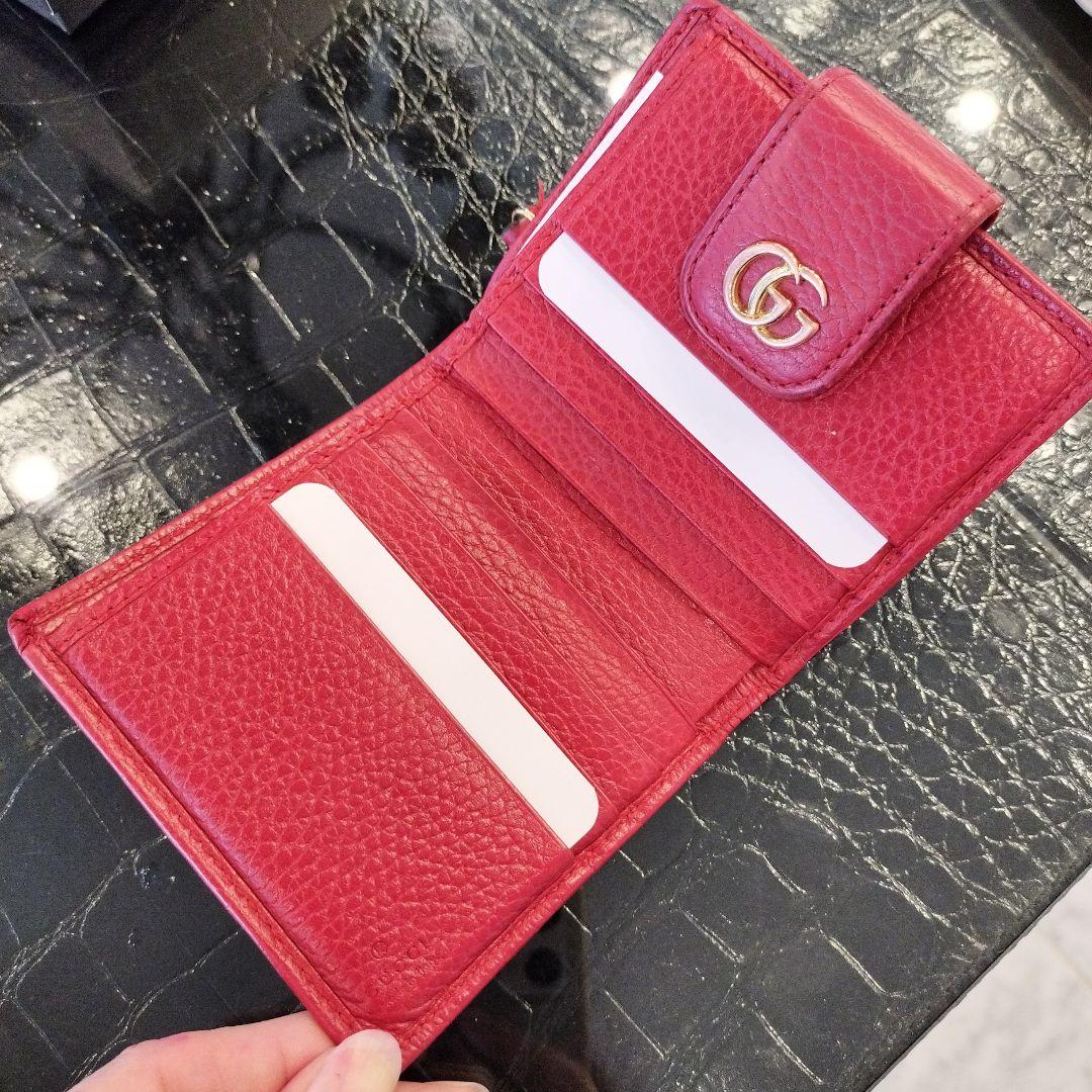 GUCCI GUCCI GG マーモント コンパクトウォレット レッド