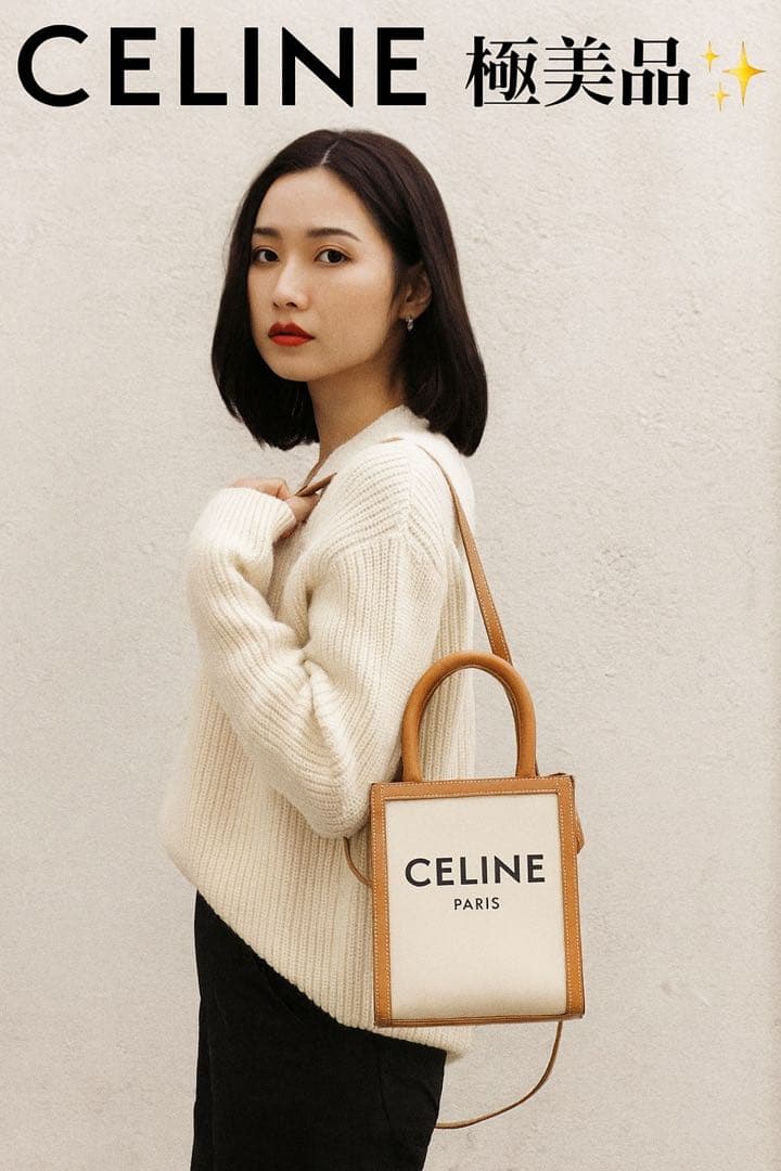 CELINE ミニ バーティカル カバ キャンバス 2WAY ハンドバッグ