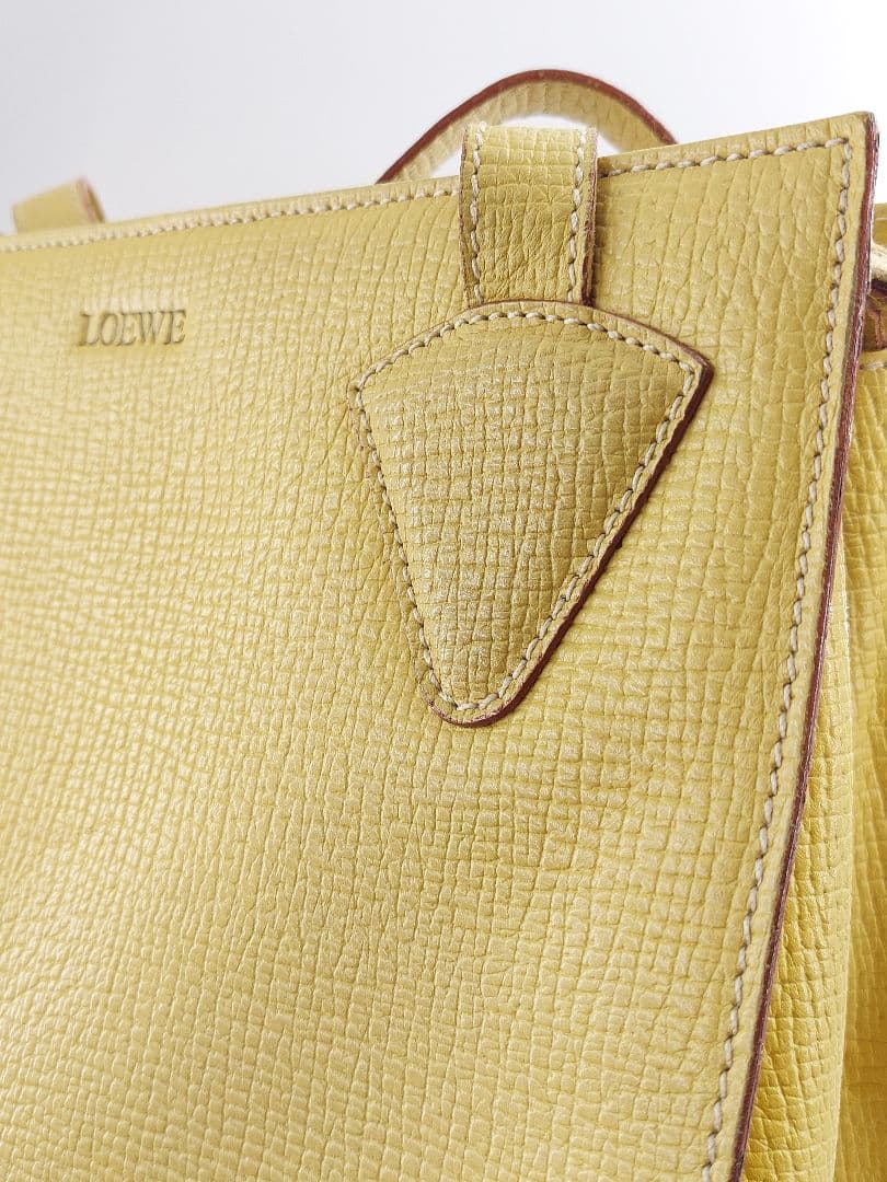 ヴィンテージ ロエベ LOEWE イエロー ハンドバッグ 現状品