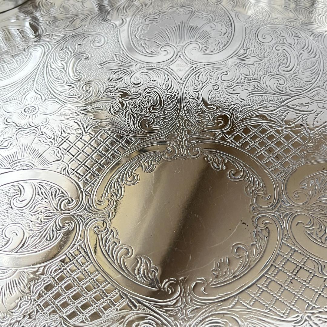 【英国】 ギャラリートレー サークル型 30cm 【シルバープレート】