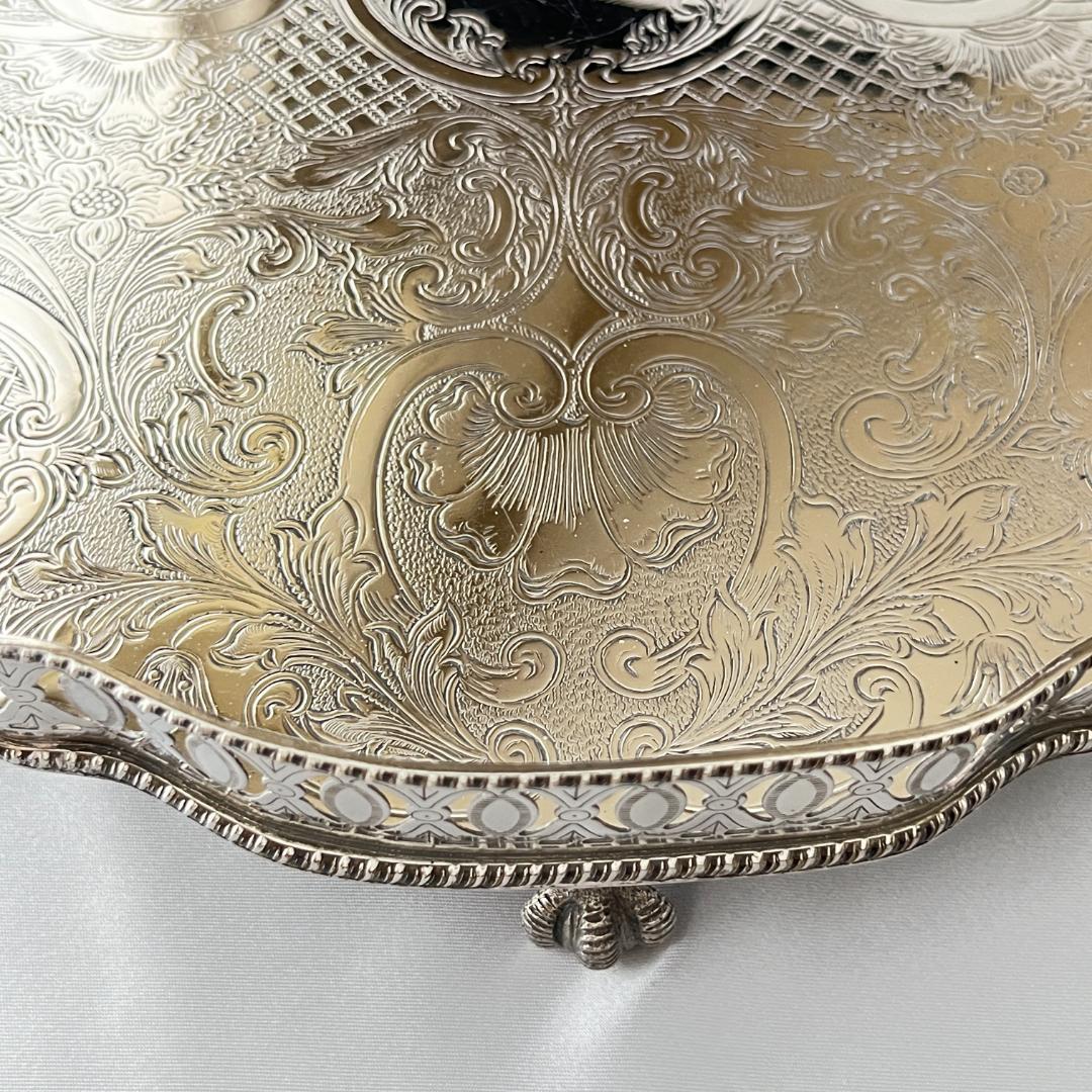 【英国】 ギャラリートレー サークル型 30cm 【シルバープレート】