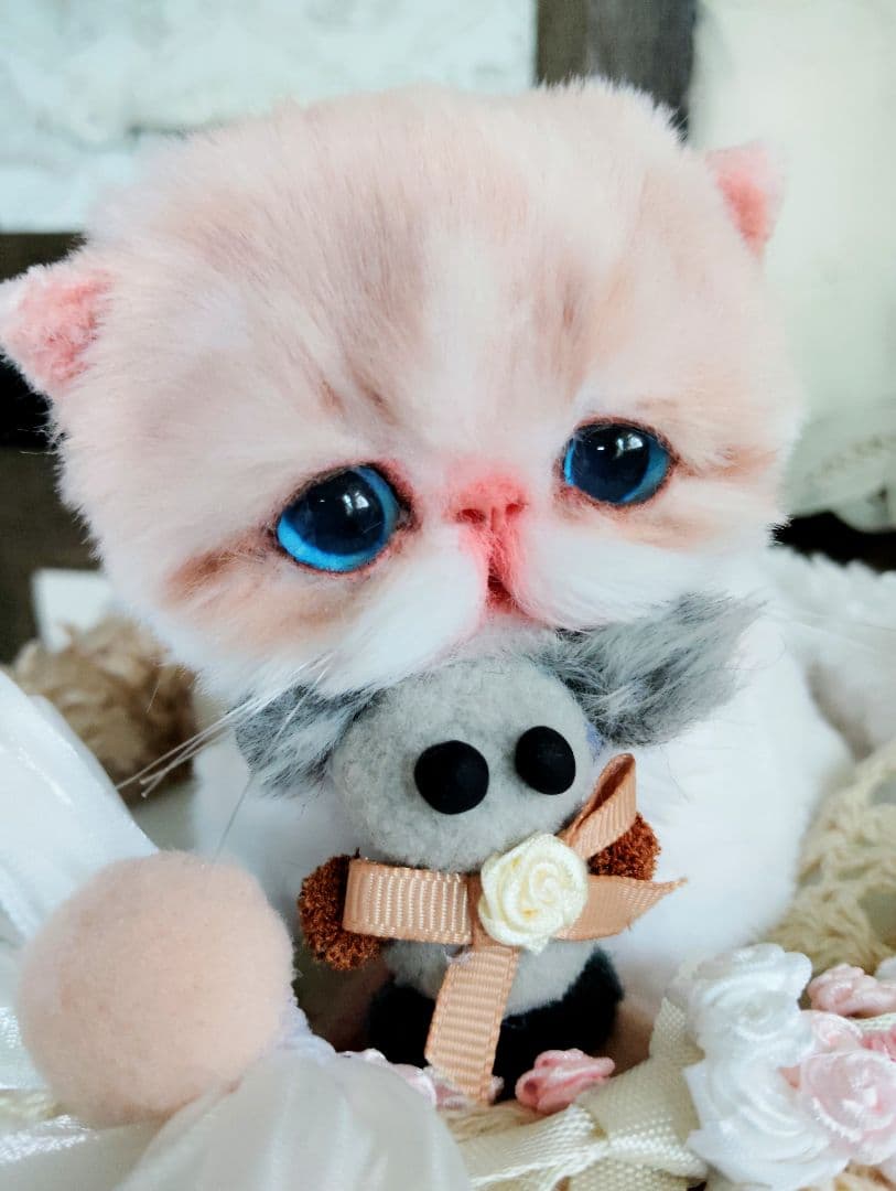 もちもちボディ♡エキゾチック子猫ちゃんとチュチュちゃん♡カゴ♡アートドール♡