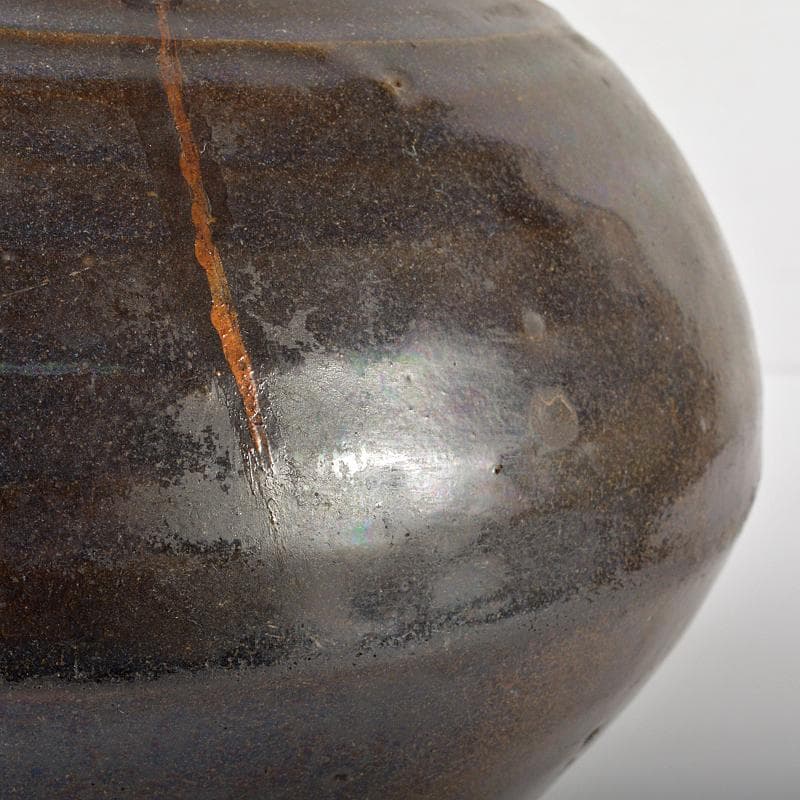 朝鮮美術　李朝　高麗黒釉　壷　C　R7089B