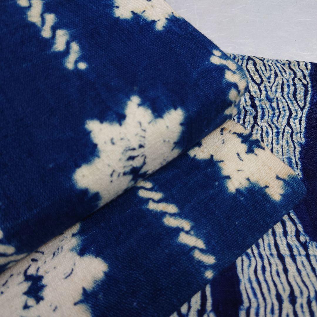 木綿 名古屋帯 藍染 絞り 工芸品 雰囲気あり 極上 逸品 訳あり