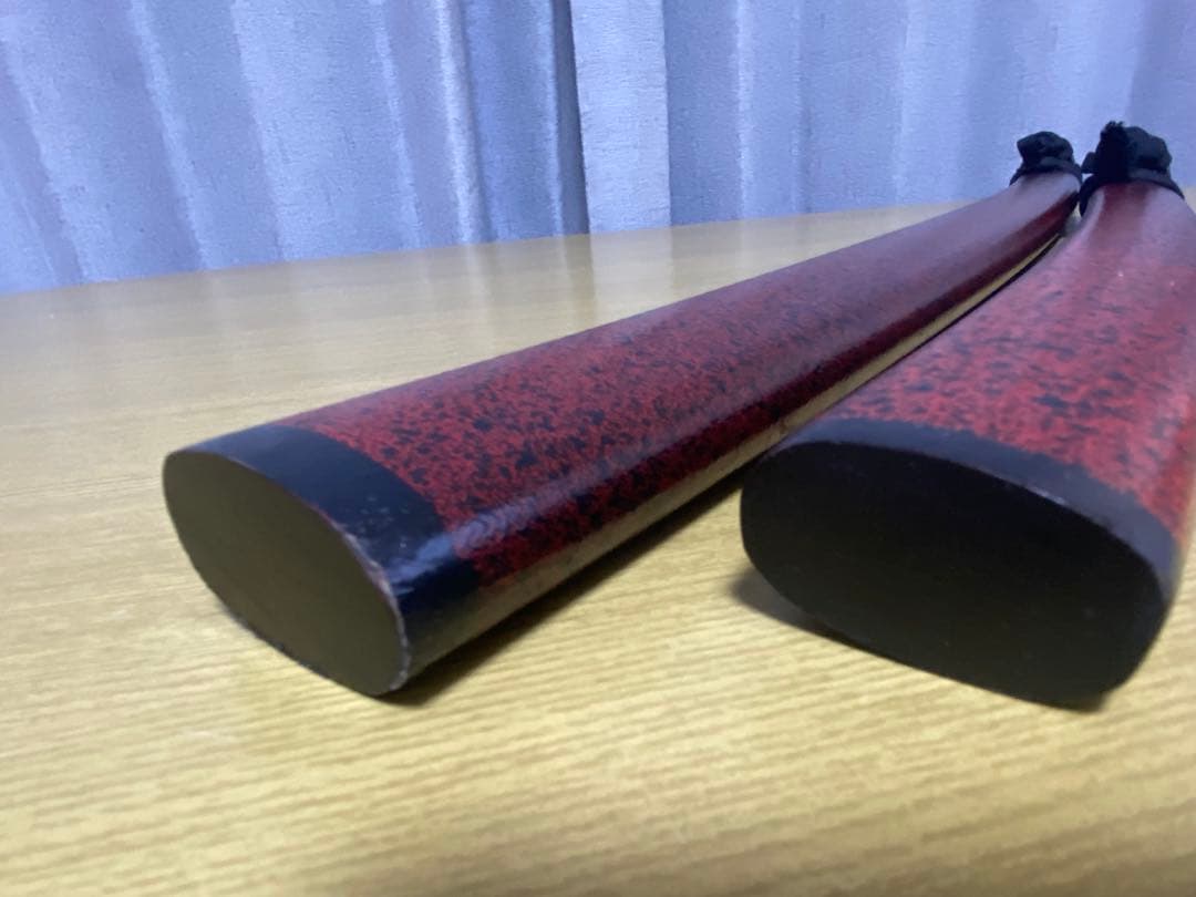 【値下げ】美術刀　赤石目セット　台座付き　模造刀