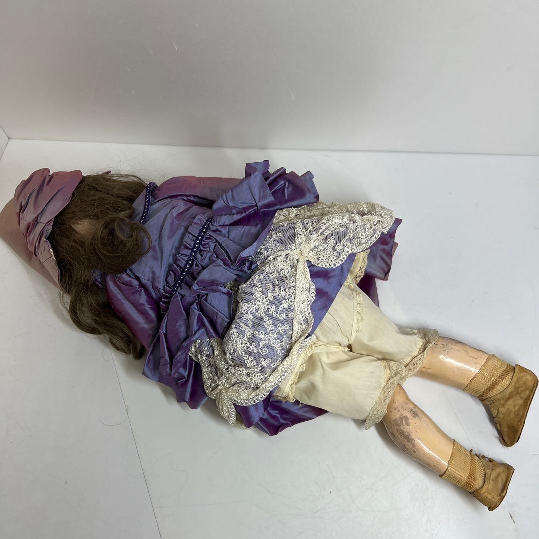 アーモンド・マルセル　アンティークビスクドールブラウンアイオープンマウス銘A&M